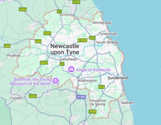 Tyne and Wear map - no win no fee service